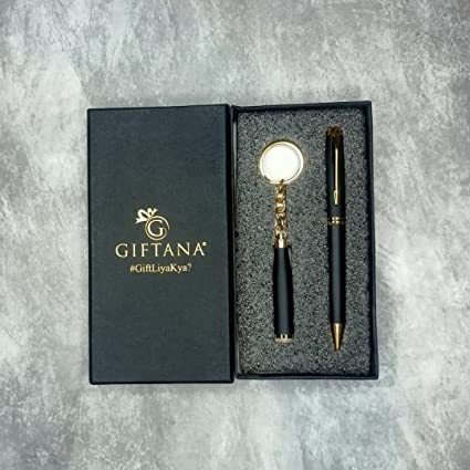1683283257_2 in 1 Gift Set - Bottle Shape Keychain with Roller Ball Pen (Black) 04